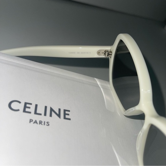 New Authentic CELINE Ivory With Smoke Mirror 56mm Mirrored Butterfly Sunglasses - Picture 11 of 16